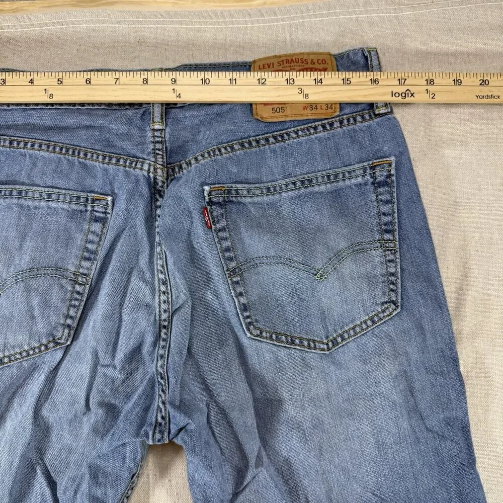 Levi's 505 Men's Blue Denim Straight Leg Jeans Regular Fit 5-Pocket 34x34